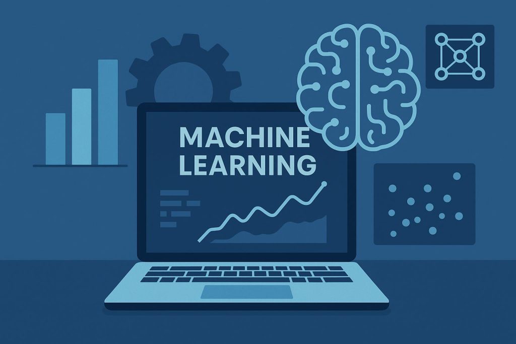 Machine learning company team collaborating on innovative development projects with technology tools