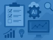Product Management in the Age of AI: A Senior PM’s Guide Digital interface with AI icons and charts illustrating modern product management strategies