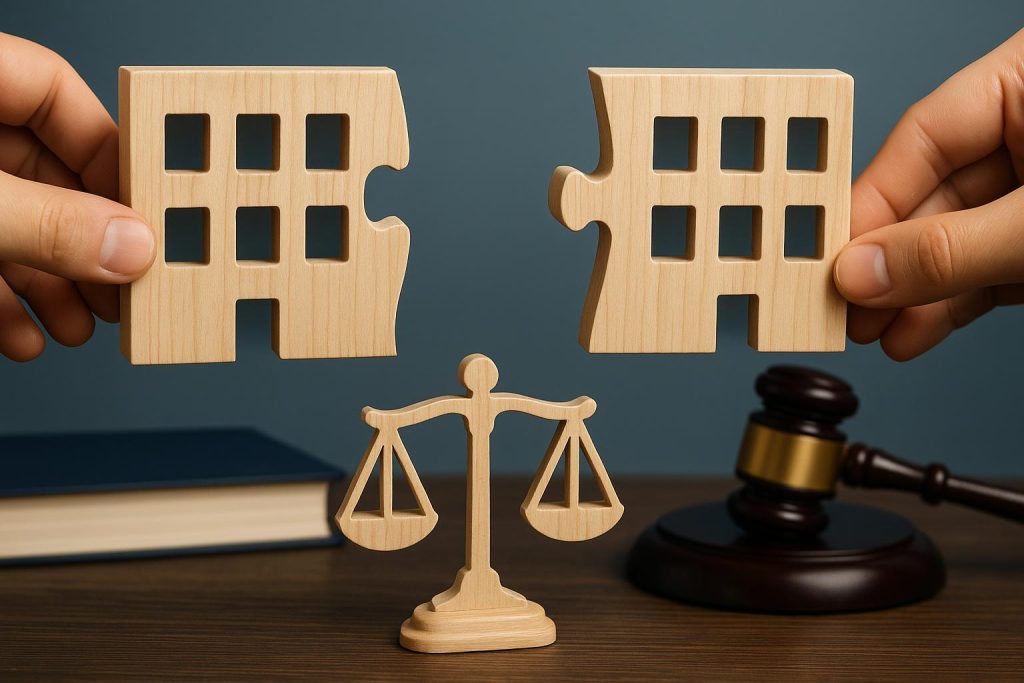 Gavel and legal documents symbolizing corporate spin-offs and legal analysis