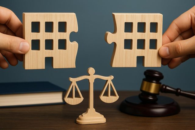 Gavel and legal documents symbolizing corporate spin-offs and legal analysis
