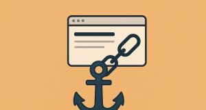 Anchor text concept with highlighted hyperlink in webpage illustration