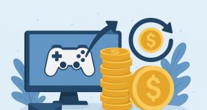 Online gaming affiliate dashboard showing recurring commission earnings and digital revenue charts