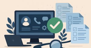 Contact center software dashboard with analytics and communication tools for business efficiency