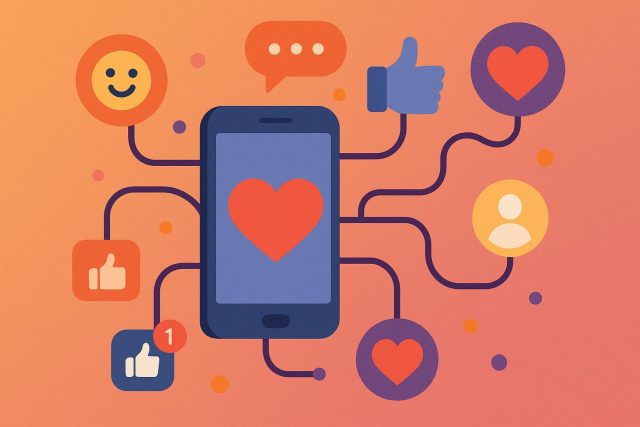 Why Social Apps Are Moving from Utility to Empathy Colorful social media icons connected by heart symbols representing empathy in digital communication
