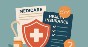 Health insurance policy documents and stethoscope highlighting senior citizens’ healthcare security
