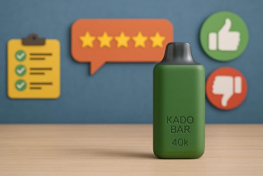 Kado Bar 40K vape device with packaging highlighting key features and design details