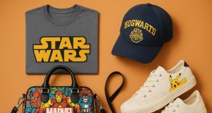 Apparel and accessories inspired by popular movies and TV shows highlighting fandom fashion trends