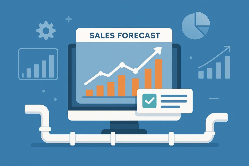 Sales forecast dashboard showing improved pipeline metrics and data visualization charts
