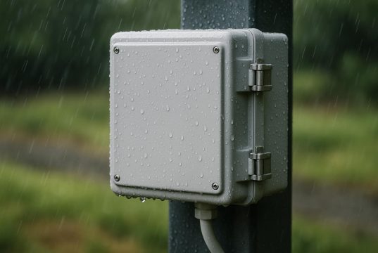 Durable waterproof enclosure protecting electronic equipment from moisture and environmental damage