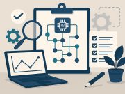 Building an Effective AI Strategy for Your QA Team AI-driven quality assurance strategy concept with digital interface and analytics elements