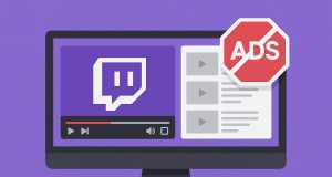 Twitch streaming interface with highlighted ad-blocking options for a better viewing experience