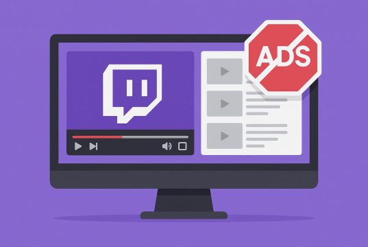 Twitch streaming interface with highlighted ad-blocking options for a better viewing experience