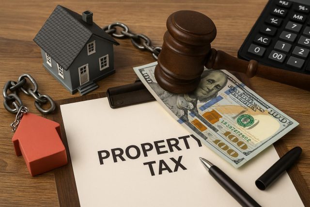 What Causes Delinquent Property Tax Problems and How Can Property Owners Prevent Them Overdue property tax notice and foreclosure warning letter on a desk with house keys