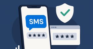 SMS verification code displayed on a smartphone screen for mobile app and online service security