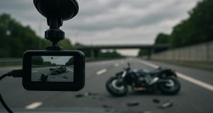Motorcycle accident captured by dashcam footage clarifying fault in traffic collision case
