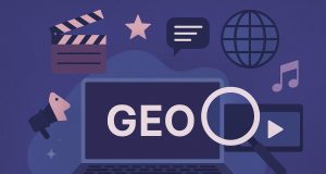Abstract digital interface illustrating Generative Engine Optimization in entertainment news delivery