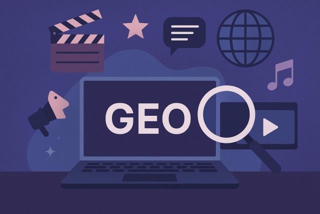 How Generative Engine Optimization (GEO) is Changing the Way We Consume Entertainment News Abstract digital interface illustrating Generative Engine Optimization in entertainment news delivery
