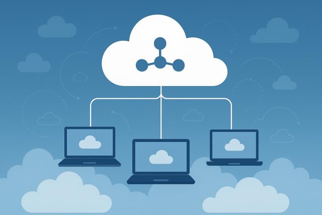 Cloud networking technology connecting devices for remote teamwork and online collaboration