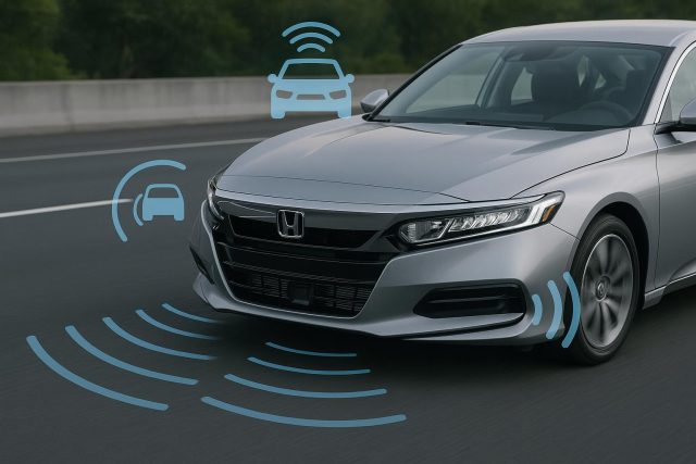 Honda car dashboard showcasing advanced tech safety features and modern vehicle design
