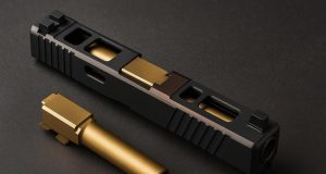 Glock 17 slide with custom cuts and coatings showcasing popular handgun upgrade options