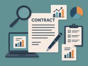 Digital dashboard illustrating contract analytics data and insights for business optimization