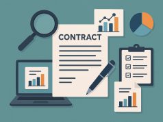 Digital dashboard illustrating contract analytics data and insights for business optimization