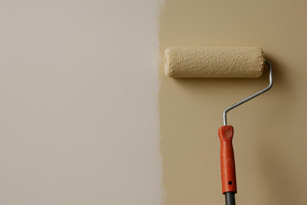 Freshly painted wall drying, illustrating patience and mindfulness in mundane everyday tasks