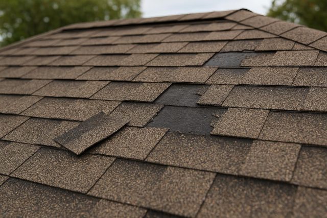 Why Your Roof Is Losing Shingles Damaged roof with missing shingles showing signs of wear and weather-related deterioration