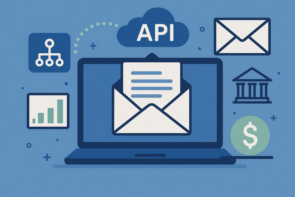 Direct mail API integration concept for financial services, digital marketing, and automation tools