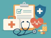 Stethoscope and health insurance documents illustrating free health check-up benefits