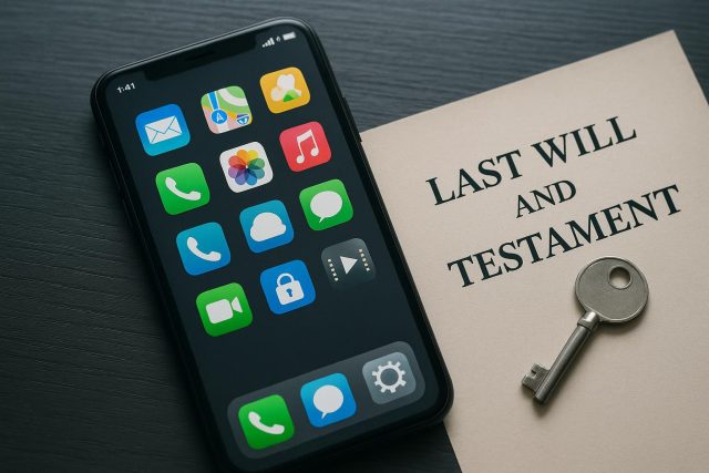 Your Phone Knows More Than Your Will Does: The Digital Estate Problem Smartphone displaying digital assets and will document, illustrating digital estate planning concerns