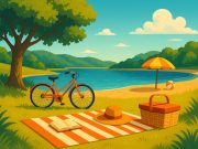 Sunny park picnic with friends enjoying outdoor activities during summer weekend