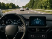 Are Young Drivers Becoming Too Dependent on Safety Technology? Teenage driver using advanced car safety features while driving in modern vehicle dashboard view