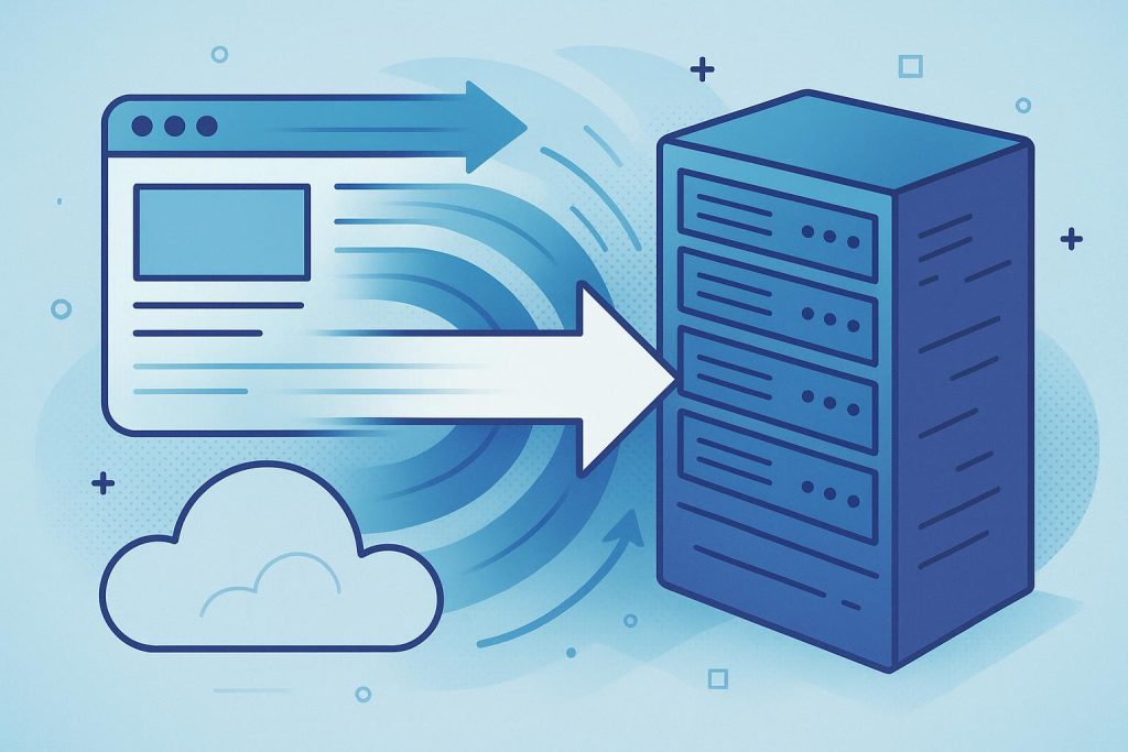 High-speed data servers and network cables supporting rapid web infrastructure connectivity