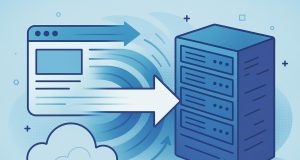 High-speed data servers and network cables supporting rapid web infrastructure connectivity