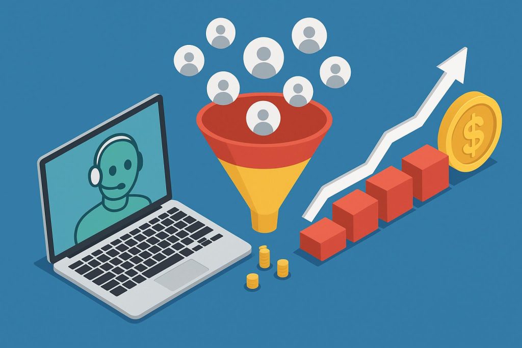 Virtual assistant software dashboard automating lead generation for faster sales pipeline growth