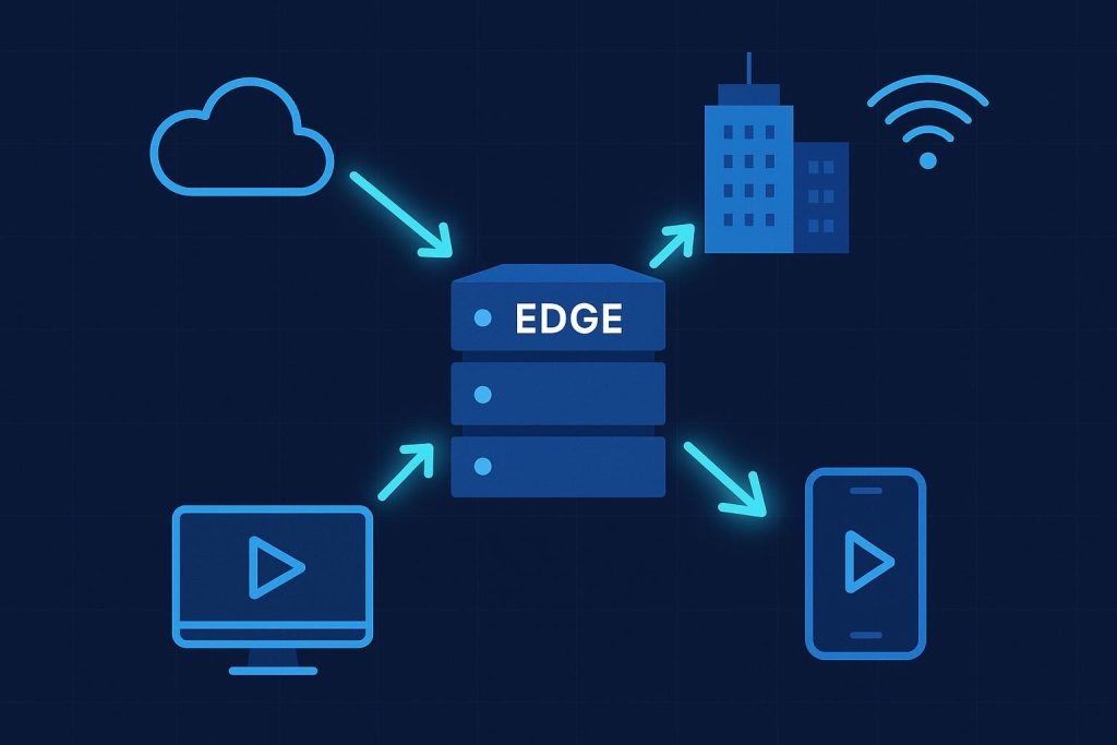 Edge computing network enabling fast real-time content delivery across multiple devices and locations