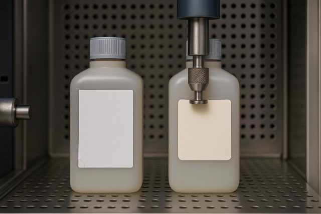 Durability Testing Reveals Why Certain Adhesive Materials Are Outlasting Paper Labels This Year Adhesive materials undergoing durability testing beside worn paper labels on a testing surface