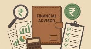 Financial advisor analyzing investment charts and documents for clients in India