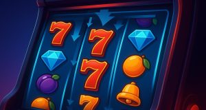 Modern slot machine interface showcasing vibrant studio design and cascading reels in action