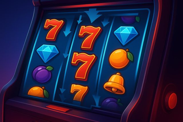 Modern slot machine interface showcasing vibrant studio design and cascading reels in action