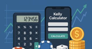 Calculator interface displaying bankroll and Kelly Criterion tools for risk assessment and management