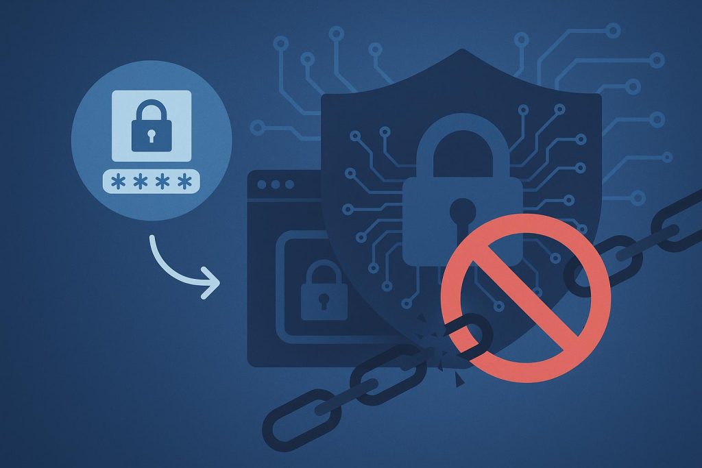 Multi-factor authentication security concept with digital lock and network connections