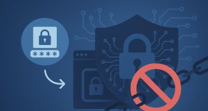 Multi-factor authentication security concept with digital lock and network connections