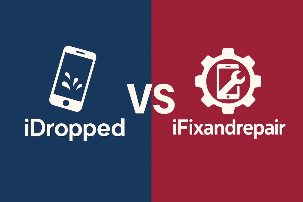 iDropped and iFixandrepair logos side by side representing tech repair business comparison