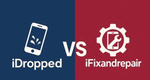 iDropped and iFixandrepair logos side by side representing tech repair business comparison