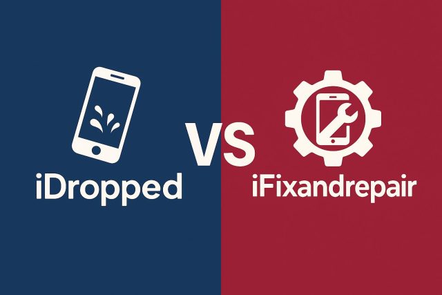 iDropped vs. iFixandrepair iDropped and iFixandrepair logos side by side representing tech repair business comparison