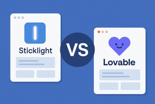 Sticklight and Lovable AI app logos side by side, representing a comparison for web creators