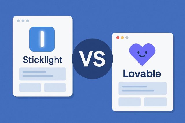 Sticklight vs Lovable: Which AI App Builder Wins for Web Creators? Sticklight and Lovable AI app logos side by side, representing a comparison for web creators