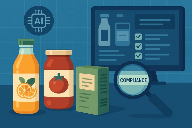 AI analyzing packaging and labels for compliance using advanced automation technology